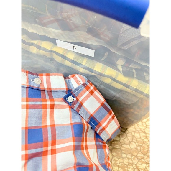 UNIQLO Men's Plaid Button Up Shirt XL  Cotton Orange Blue Smart‎ Casual NWOT - Picture 14 of 14